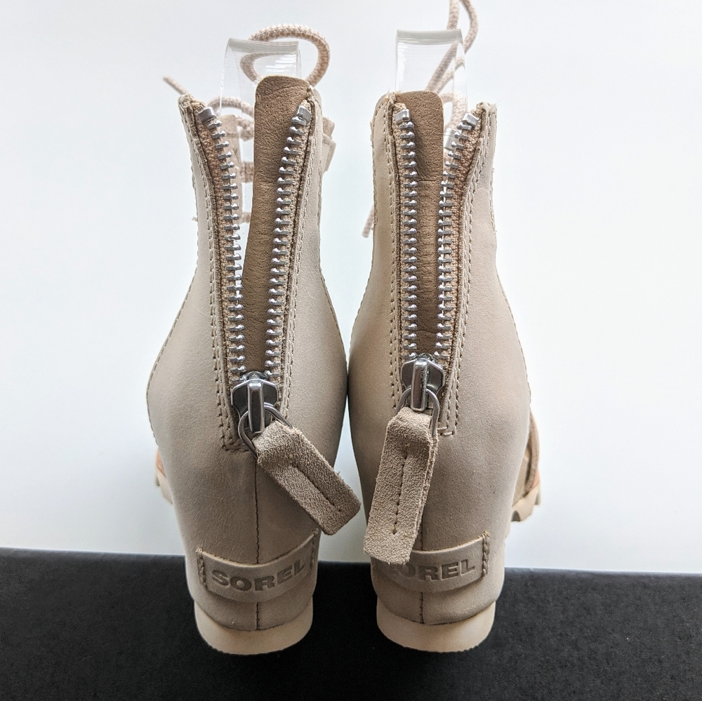 Sorel Joanie Ankle Lace Wedge Leather Sandals - Picture 5 of 7